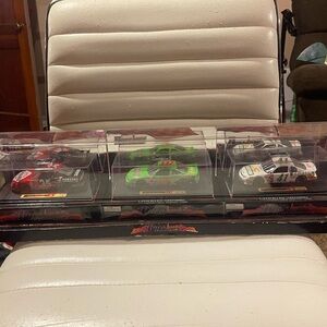 Racing Car Set with Black, Green, and White Racing Cars